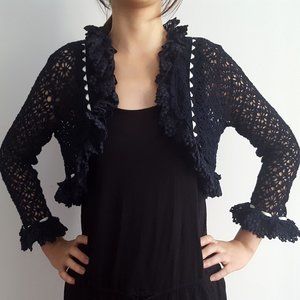 Oscar de la Renta Short Crochet Cardigan